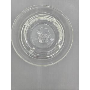 Vintage Pizza Hut Clear Glass Ashtray 5 Inch Round Logo Restaurant